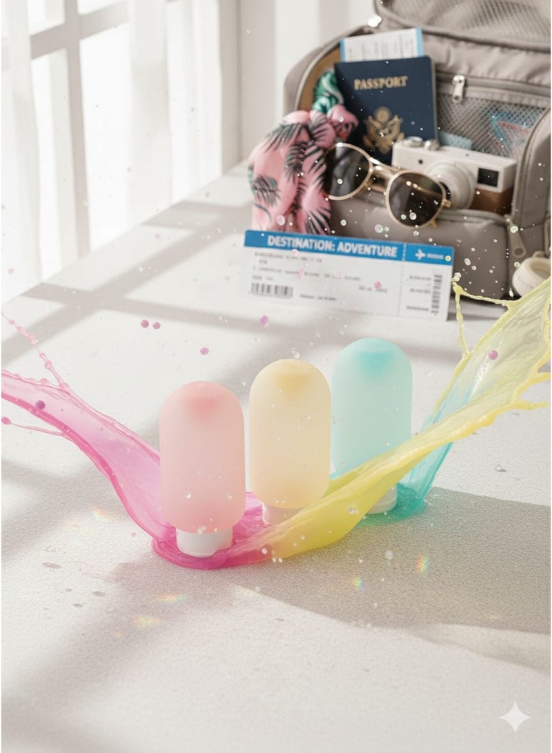 زجاجات سفر قابلة لإعادة التعبئة مع استيكرز تعريف المحتوى – محكمة الغلق لتنظيم العناية الشخصية والسفر - Image 2